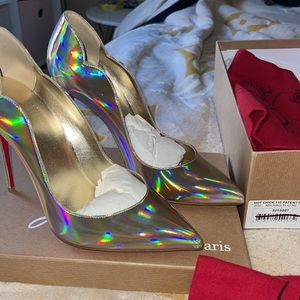 Christian Louboutin Gold Hot Chick 100mm Psychic/Lining